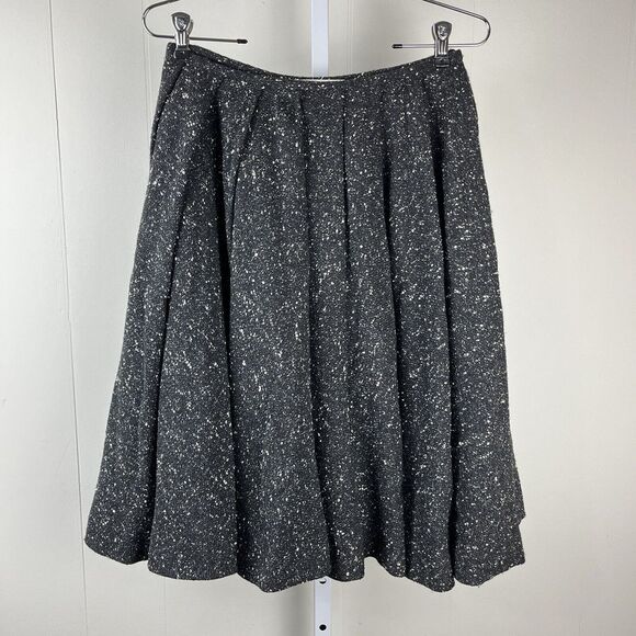 Paco Rabanne France‎ Pleated Skirt Wool Silk Tweed Full Circle Womens EU 38 US 6 - Picture 1 of 6